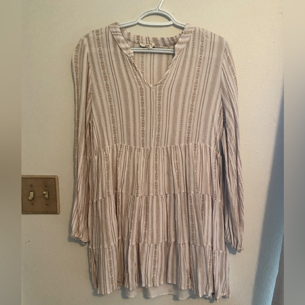 White and tan boho dress